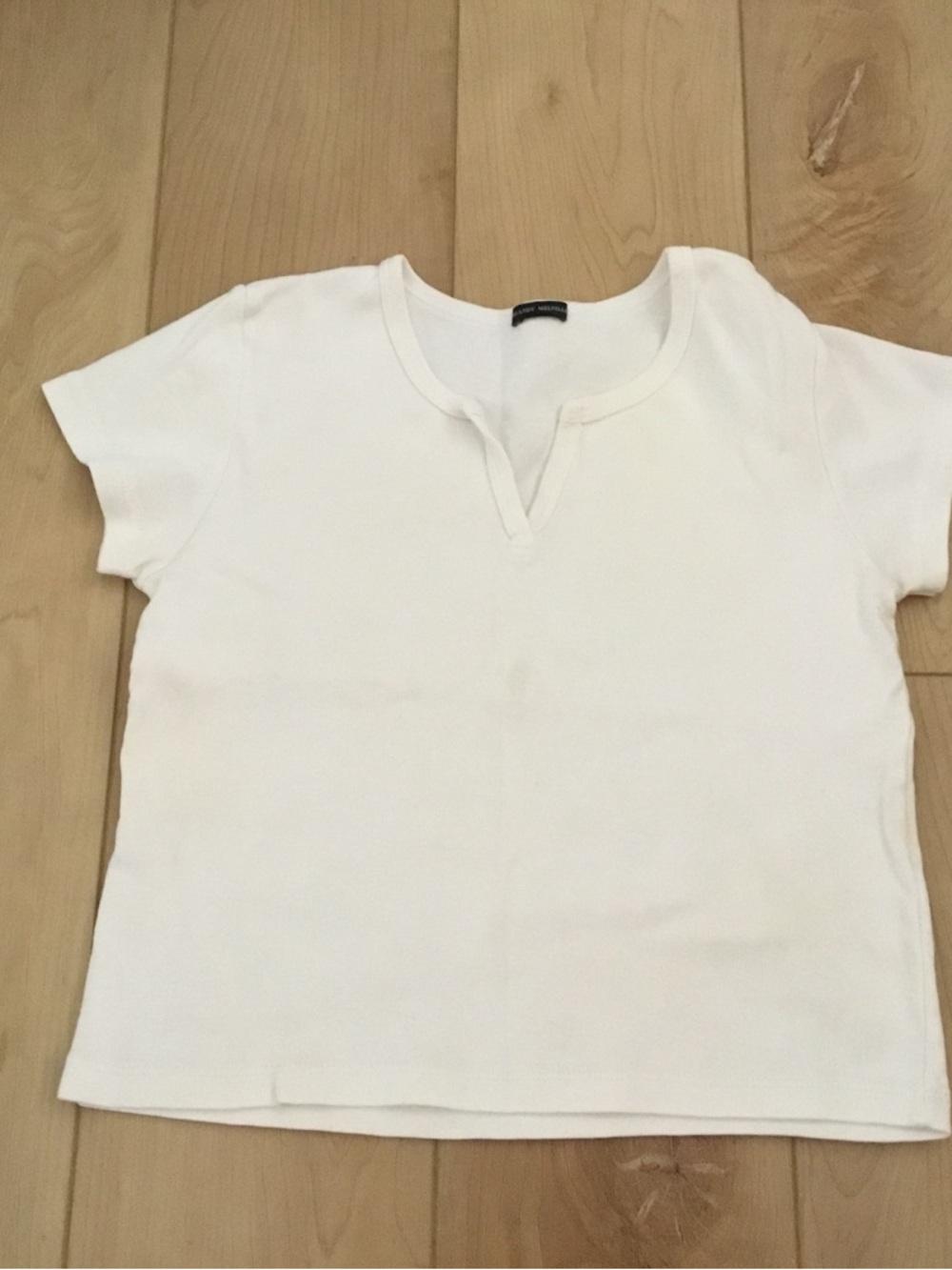 Brandy Melville White Split Henley Tee